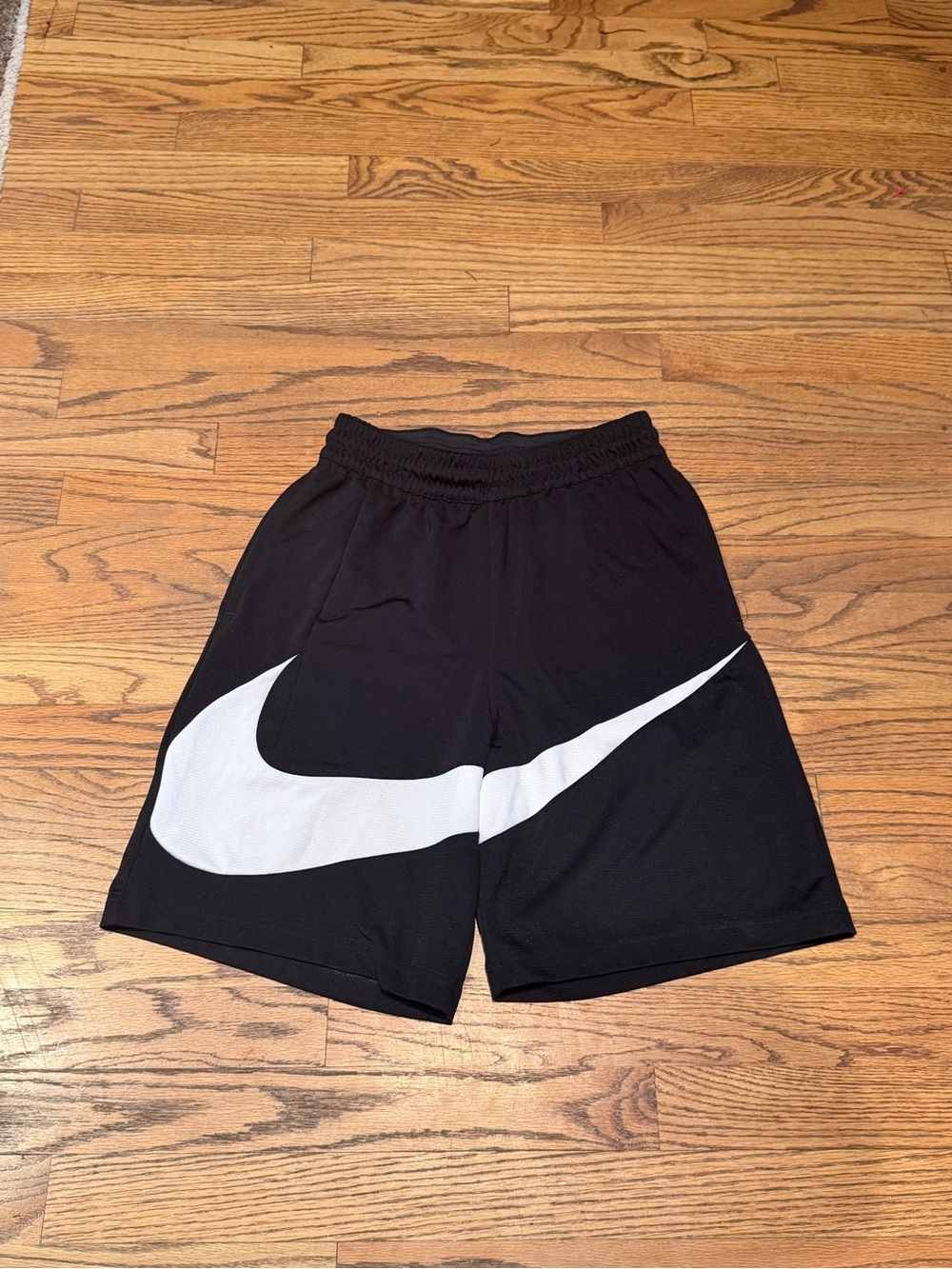 Nike Black Athletic Shorts with White Swoosh